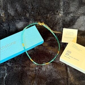 Touchstone Crystal Mindful Blue and Golden Necklace